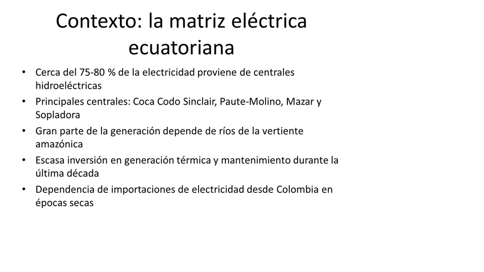 Diapositiva con un pedido de una línea: la matriz eléctrica en viñetas, cerca del 75-80 por ciento sin fuente